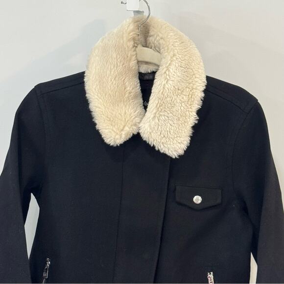 NWT Madewell Sherpa-Collar Asymmetric Zip-Front Jacket Wool Blend Medium NS383 - Picture 8 of 13